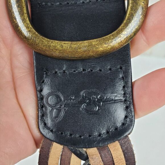 Jessica Simpson Leather Braided Belt Two Tone Brown Size Small - Picture 3 of 9